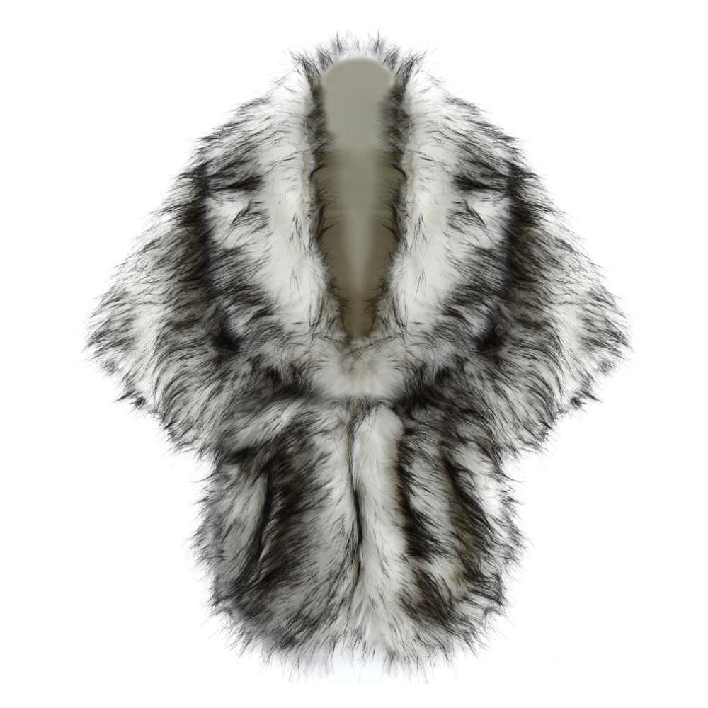 Women Faux Fox Fur Shawl Wrap Stole Elegant Fake Fur Cape for Wedding Evening Party Bridal Cosplay Costume Winter Warm Shoulder Shrug