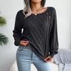 Women Warm Knitted Sweater Autumn Winter Casual Square Collar Studded Button Twist Knit Pullover Jumpers