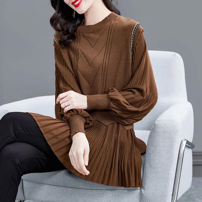 Long Women's Large Size Autumn and Winter Warm Knitted Bottoming Shirt Thin Plus Velvet Long-sleeved Solid Color Comfortable Tops