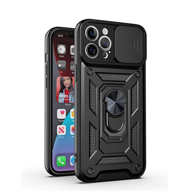 Slide Camera Lens Protective Case for iPhone 14 13 12 Pro Max XS XR 7 8 Plus Military Metal Bumpers Armor Cover For Samsung S21 S20 A12 A52 A72