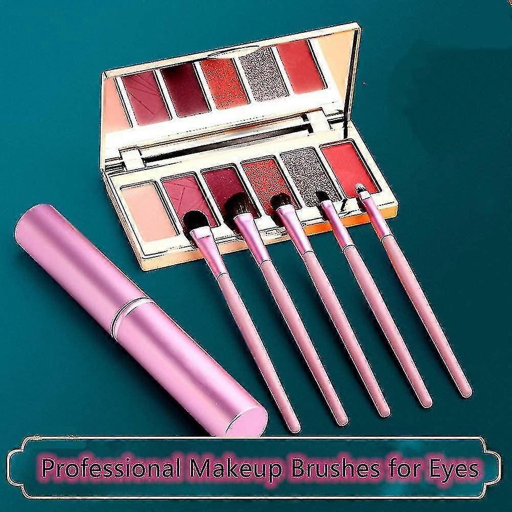 Mini Portable Telescopic 5 Eye Brushes Complete Set of Eye Shadow Eye Brushes for Beginners
