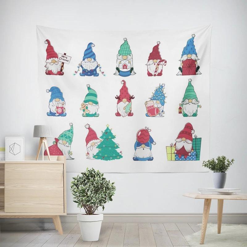 Рождественский новогодний узор с изображением гнома-гнома для гостиной и спальни, декоративный гобелен
