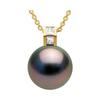 Pendentif - PEARLS &amp; COLORS - Perle de Tahiti ronde 11-12 mm - Or jaune 9 ct (375) - Diamants 0,04 ct H/Si1