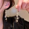 New Minimalist Long Tassel Earrings Elegant Delicate Flower Pendant Zircon Earrings Women 'S Ear Wire Premium Jewelry Party Gifts