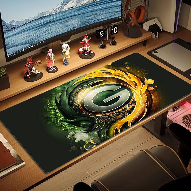 Green Bay Packers Print Cushion Non-slip Laptop Tablet Big Mousepad XXL Mat Mini PC Playmat With Lock edge