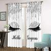 3D Print Modern Pink Golden Eyelash Eyes 2 Panel Lounge Elegant Shading Blackout Window Curtain for Girl Living Room Bedroom