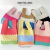 Simple Color Matching Knitted Shoulder Handbag Hand Bag Casual All-match Large Capacity Tote Bag