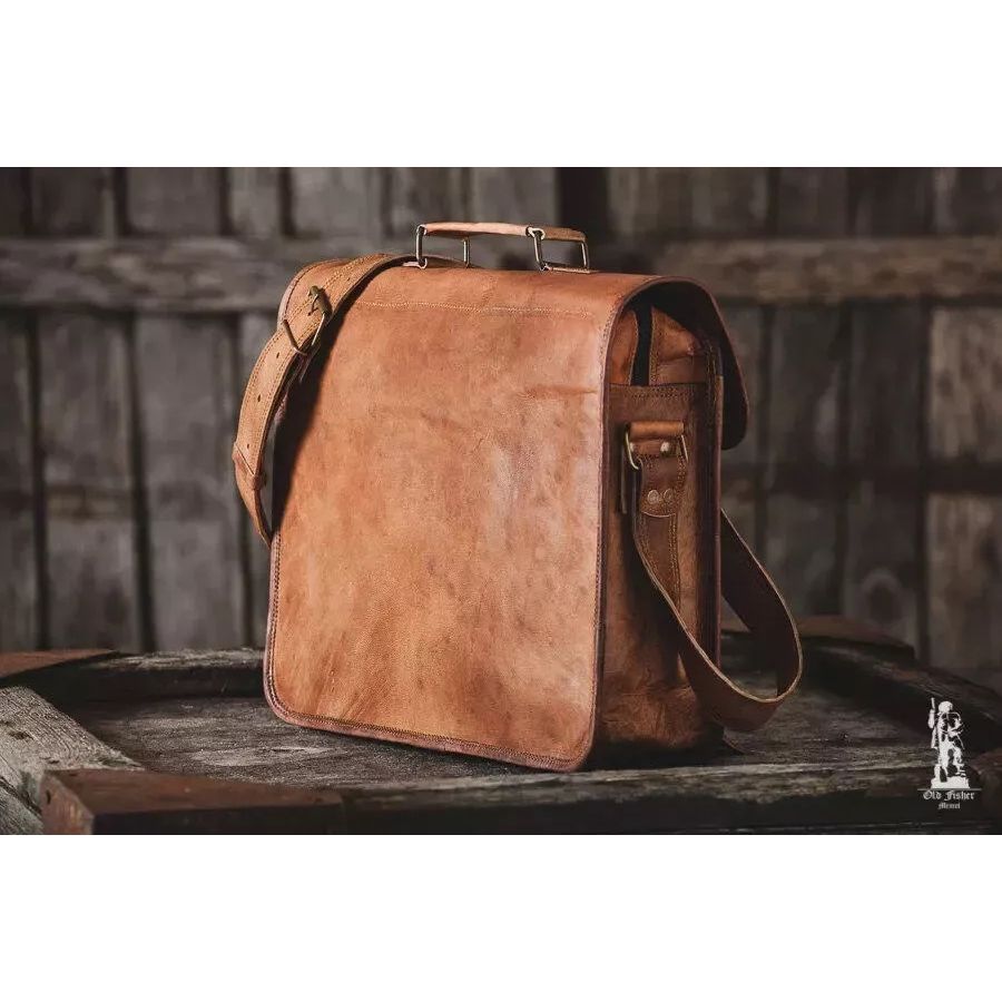 Мужская сумка-мессенджер из натуральной кожи ручной работы в винтажном стиле для ноутбука