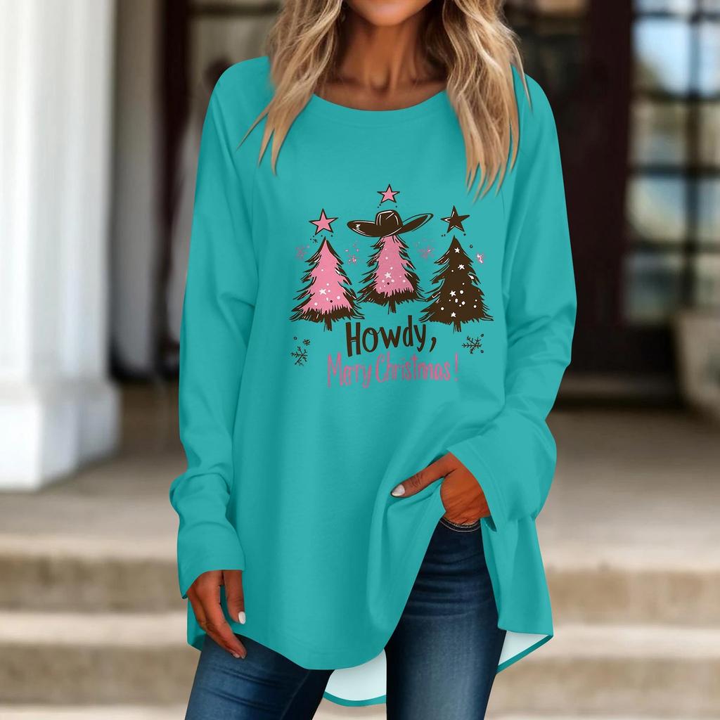 Женская повседневная футболка больших размеров с длинными рукавами и круглым принтом, верхний пуловер