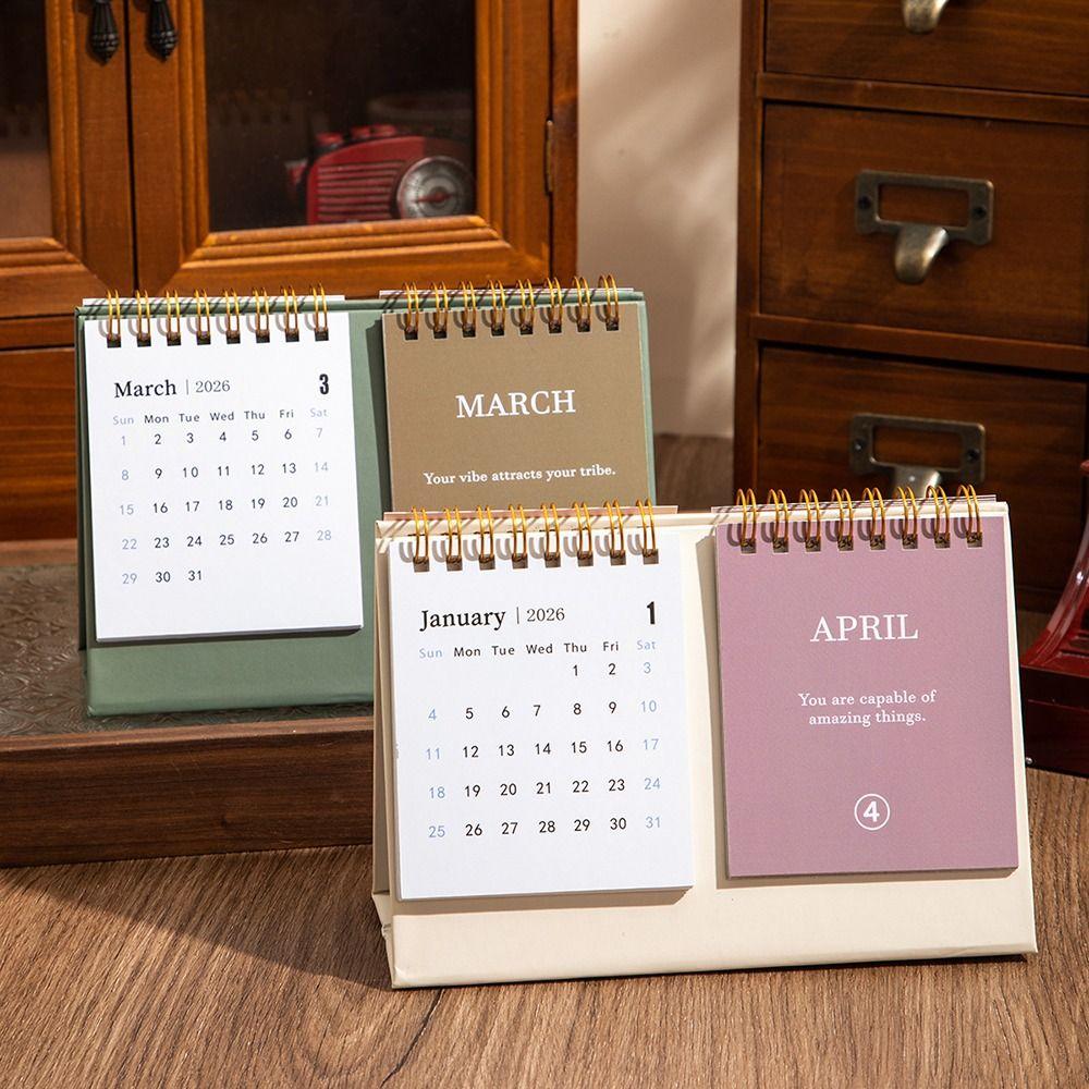 Minimalist Design 2026 Desktop Calendar Spiral Binding Memo Calendar Checklist Planner Office Use