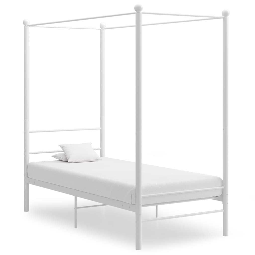 White Metal Loft Bed 100x200 cm