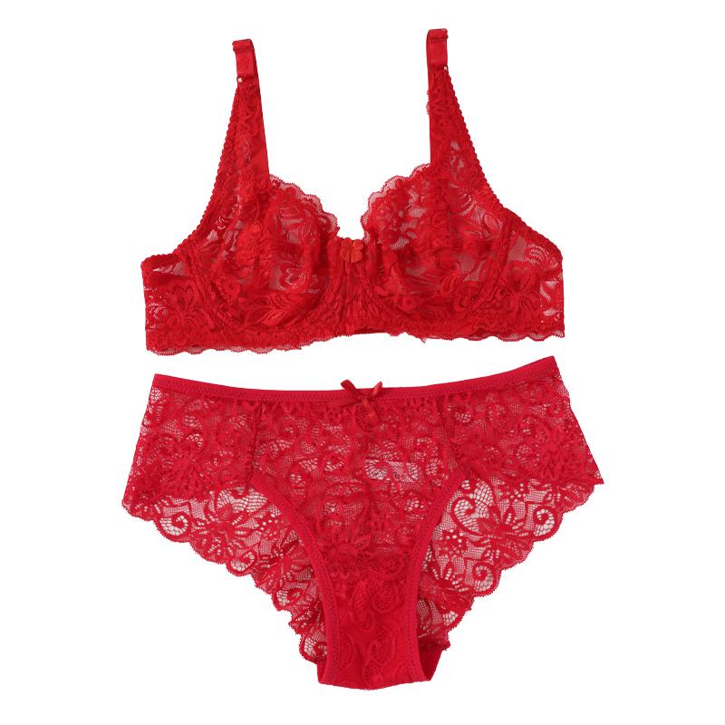 Сексуальные комплекты бюстгальтеров на косточках, полностью кружевные, без подкладки, мягкие женские прозрачные ультратонкие комплекты бюстгальтеров пуш-ап