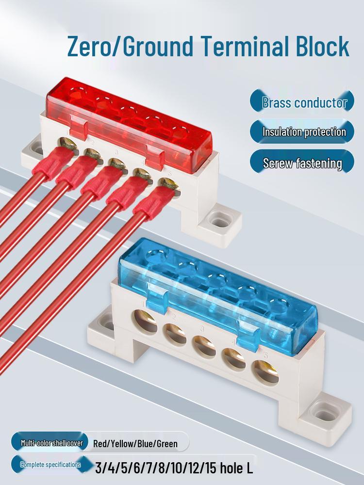 A10 Pure Copper Flame Retardant Distribution Box: Neutral, Fire, Ground Lines Universal Busbar Terminal Block