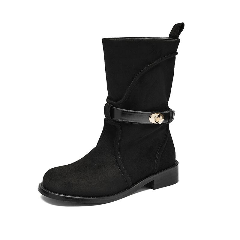 Черные ботинки Dr. Martens новая осенняя платформа ретро короткие ботинки средняя голень британские ковбойские ботинки