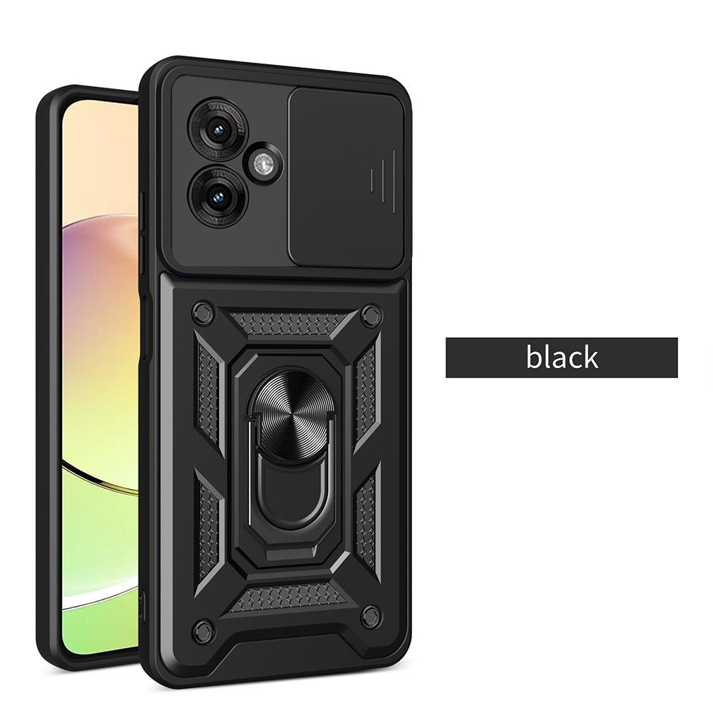 Capa для Motorola Moto G55 Case Armor Slide Camera Lens Protection Back Cover для Motorola G55 5G Ring Stand Shockproof Funda