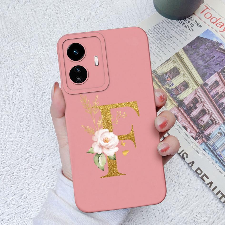 Для Vivo Y90 Y91C Y77E Y53S Y56 Y70S Y72T Y74 Y75 Y81 Модный жидкий силиконовый чехол для пары с цветочными буквами для Vivo Чехол для телефона Funda Coque Bumper