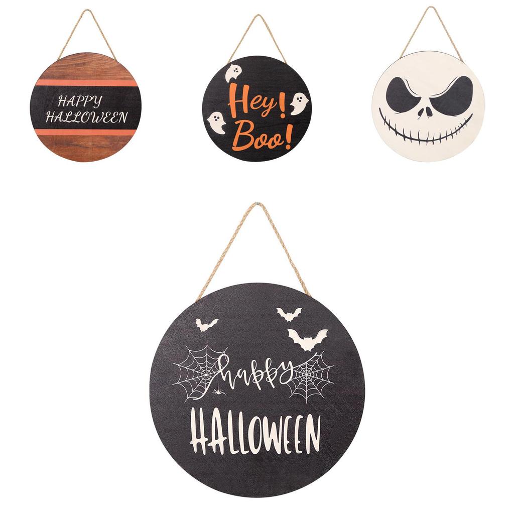 Charming Halloween Ghost Decoration Hanging Bat Wooden Sign For Party Decor