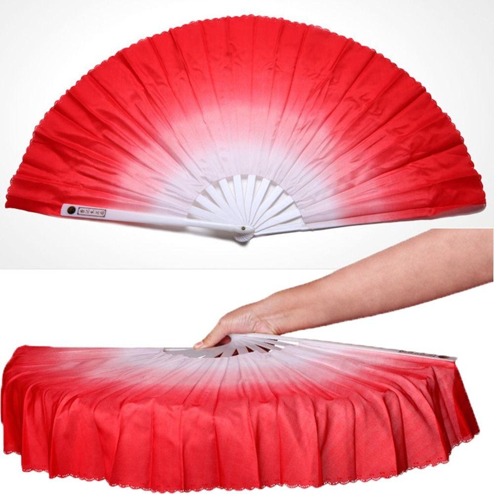 Red Belly Dancing Fan Pink Rayon Silk Fans Belly Dancing Fan 32.5cm for Song Fan Performance Fan