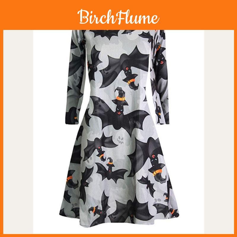 Premium Quality Womens Vampire Horror Blood Halloween Costume Flared Swing Dress