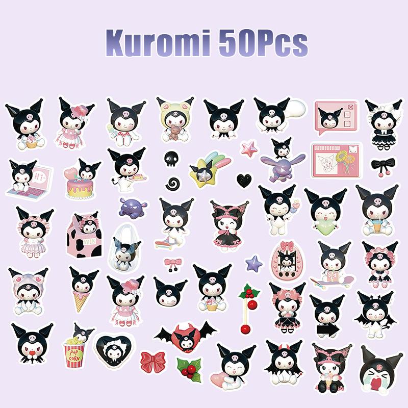50 100 шт. Наклейки Sanrio для ноутбука Мультяшные Hello Kitty Cinnamoroll Kuromi Melody Милые Наклейки для чемодана, гитары Водонепроницаемые Наклейки Игрушки