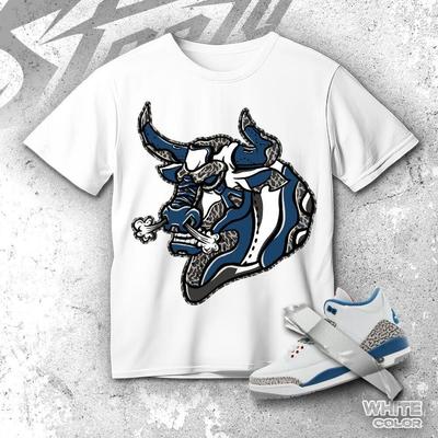 AJ 3 OG True Blue BULLHEAD, Shirt Match Sneaker, Streetwear Graphic Tee for Sneakerhead