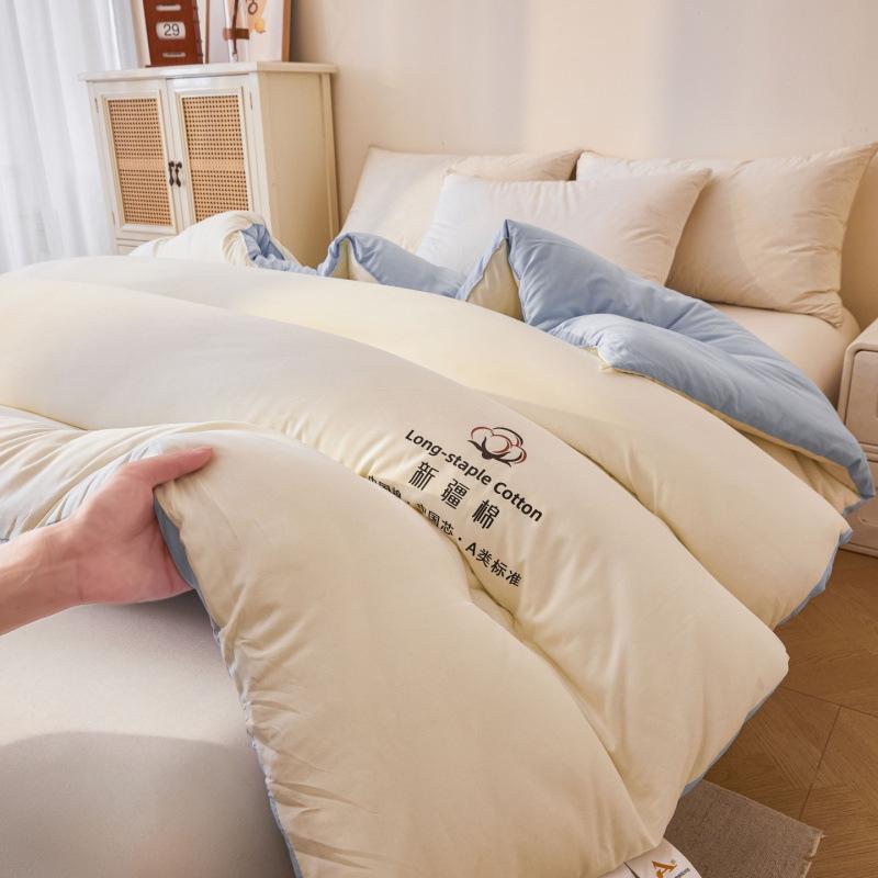 2026 Хлопковое одеяло в стиле Muji из хлопка Синьцзяна: Однотонный, для использования в любое время года, двусторонний для зимы, весны, осени и лета