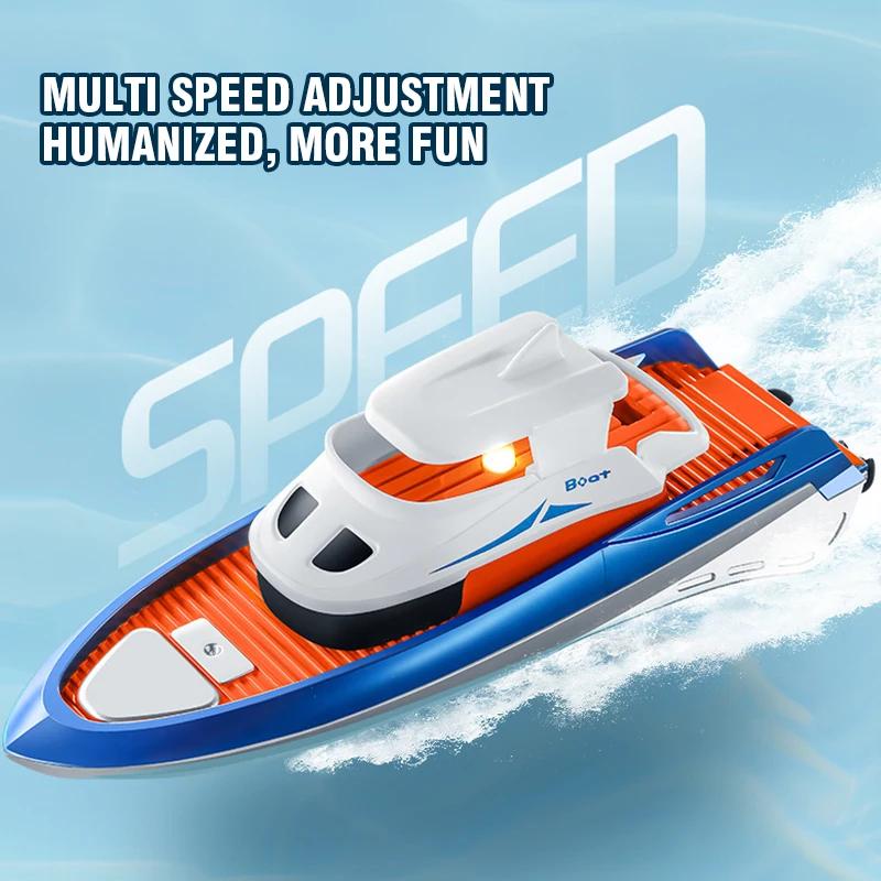 Non-Toxic 1/32 Mini Remote Control Boat Pocket Rc Boat Ship With Dual Propellers Waterproof Anti-Collision Led Light Speedboat Toy For Kid