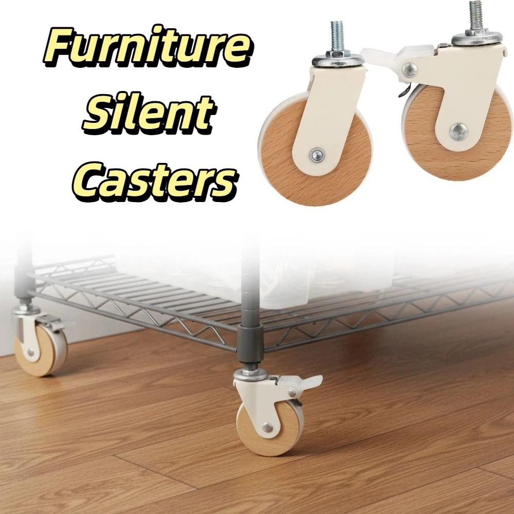 Lightweight Heavy-Duty Swivel Casters Total Capacity 200lbs Brake System PU Wheels Furniture
