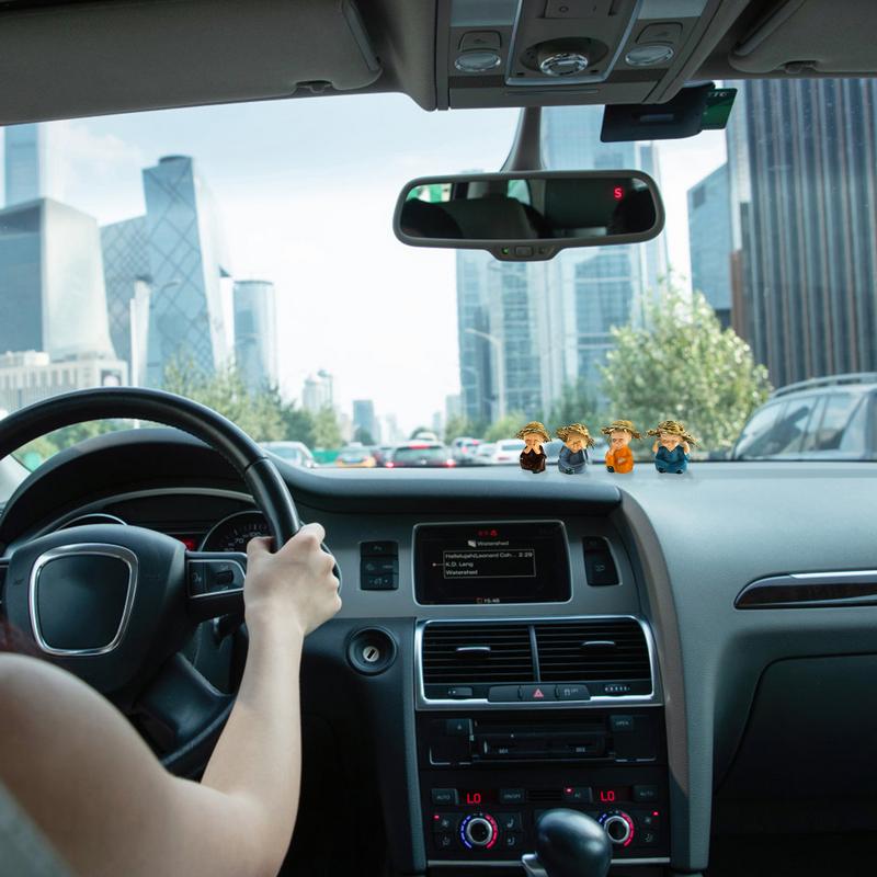 4 шт. Коллекционные изделия, поделки, украшения для автомобилей, миниатюрная скульптура Будды, монаха, забавные поделки, куклы, клей для домашних офисов