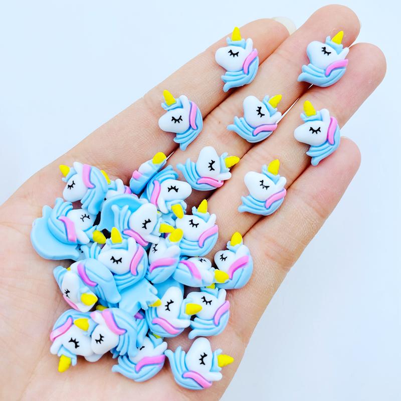 20 Pcs New Cute Mini Cartoon Blue Unicorn Flat Back Resin Cabochons Scrapbooking Diy Jewelry Craft Decoration Accessories A63