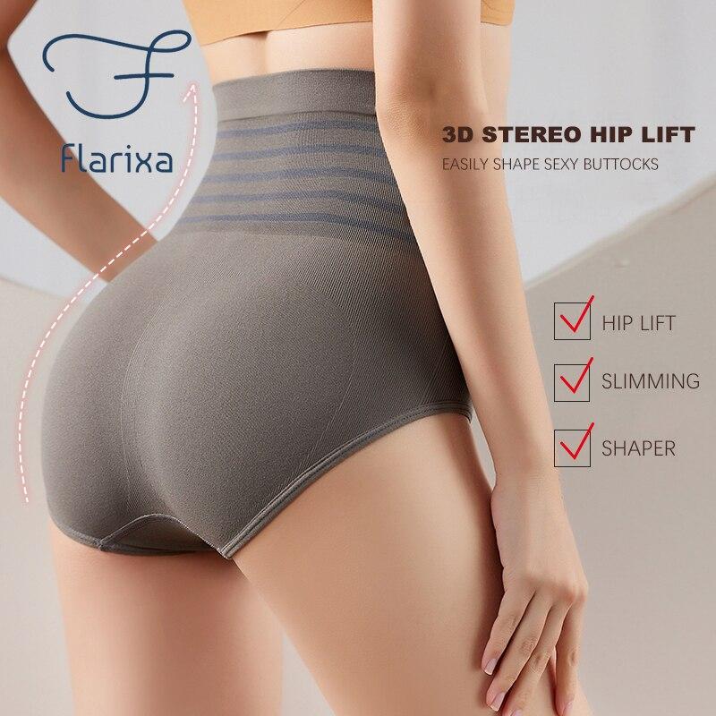 Flarixa Трусики с высокой талией и плоским животом, бесшовные утягивающие женские трусики, удобные полосатые трусы, корректирующее фигуру, нижнее белье