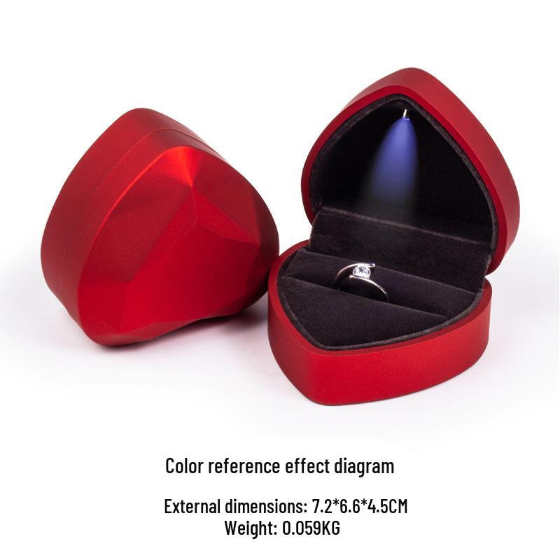 Elegant Heart-Shaped Jewelry Box with LED Light for Ring or Necklace.