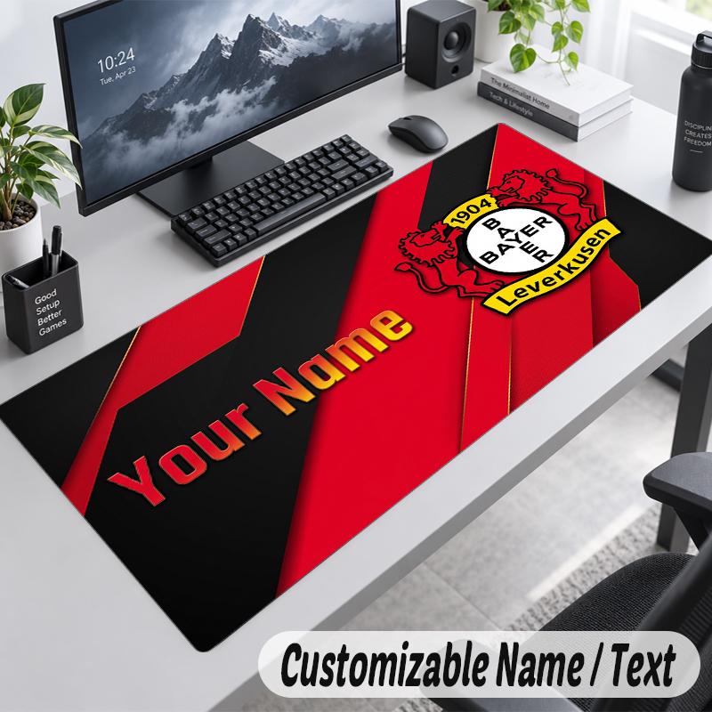 Custom Name Text Mouse Pad Bayer Leverkusen Football Personalized Desk Pad For Work And Gaming
