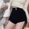 2024 Women's High-Waist Black Drawstring Shorts: Sexy, Versatile, and Trendy for Spring and Autumn