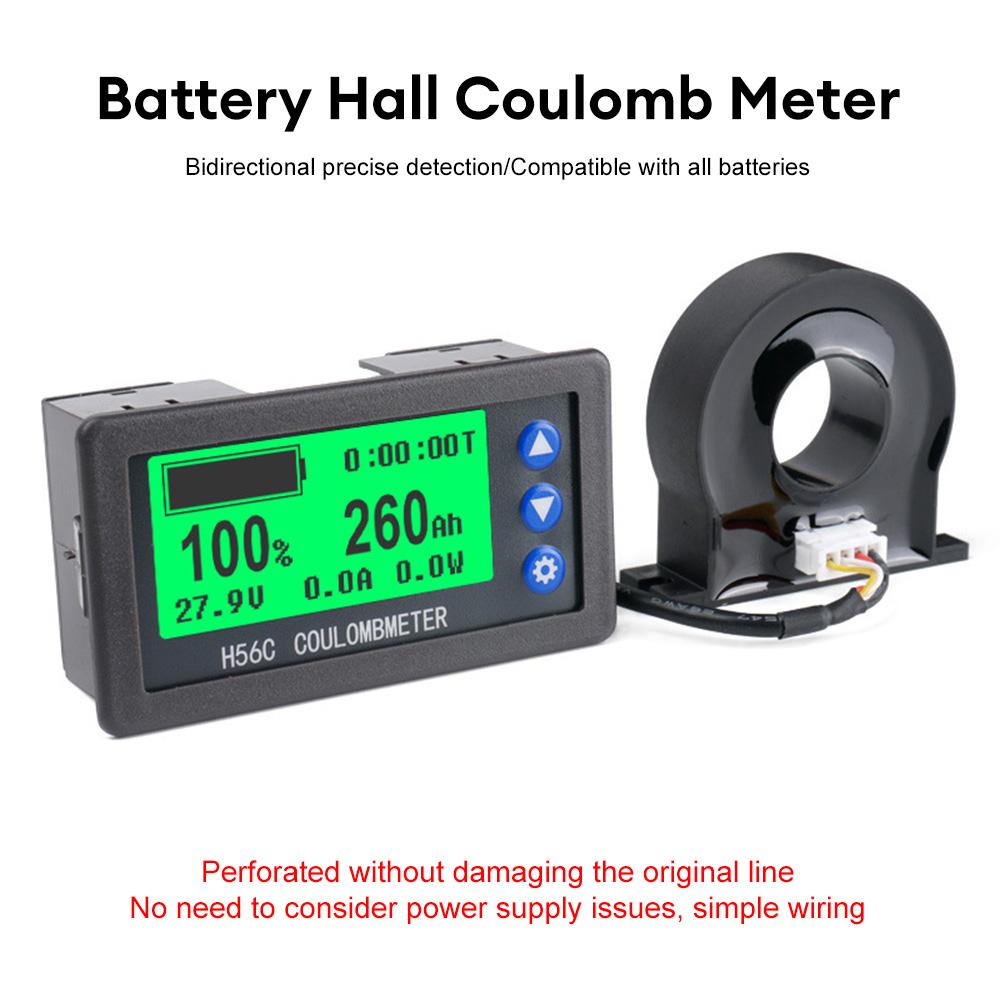 H56CH Coulomb Meter Electric Car Touring Car Battery Level Indicator Voltmeter Amperemeter 12V 24V Capacity Detector 9-100V 400A