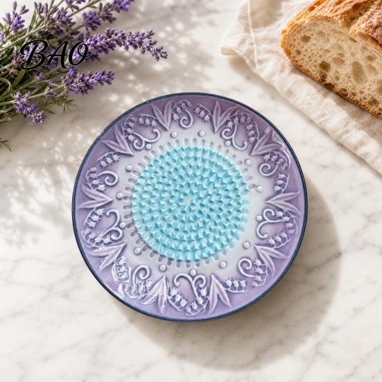 Ginger Grater Plate Ceramic Garlic Plate, Embossed Cheese Manual Grinder, Multi-function Spice Paste Maker Kitchen Mincer Dish for Onion, Lemon,