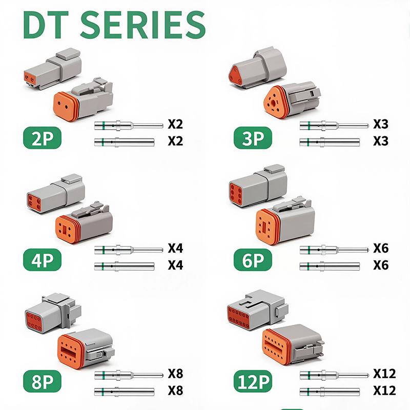 10 Sets DT Series Waterproof Connector Kit Male Female 2 3 4 6 8 12 Pin Wire Harness Plug Socket for Auto Truck Marine Wiring
