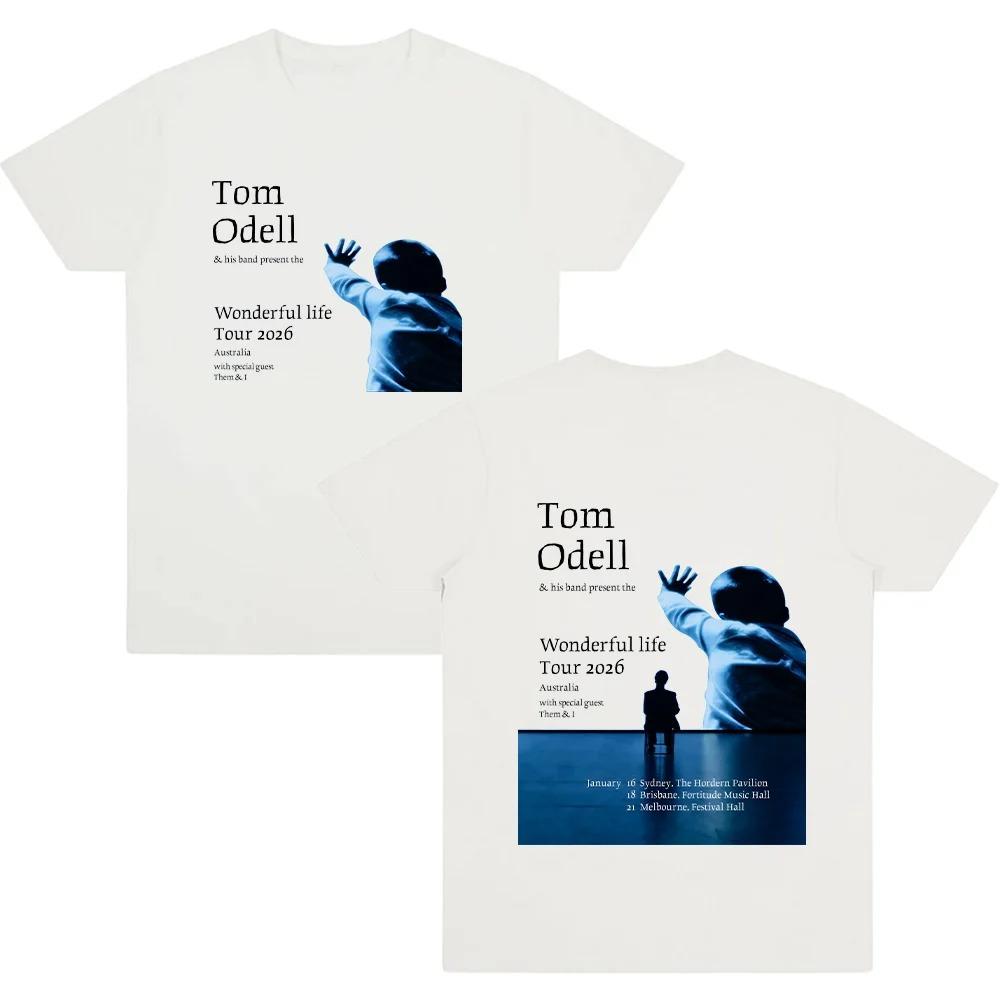 Футболка Tom Odell Wonderful Life Tour 2026 Женская Летняя Стильная Хип-Хоп 100% Хлопок Оверсайз Круглый Вырез Короткий Рукав