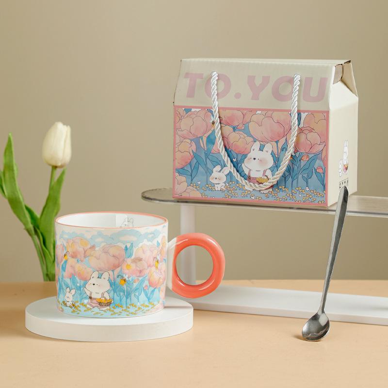 Высокоценная Креативная Кружка Подарок Милая Керамическая Чашка для Воды Сувенир Подарочная Коробка Кружка Тигр Заяц Подарок на Мероприятие Подарок