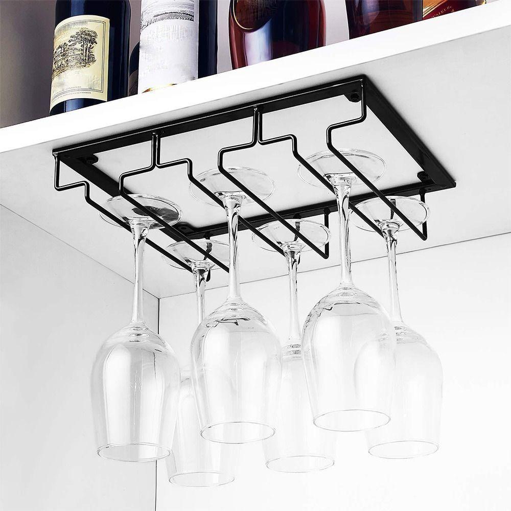 Black Wall Hanging Wine Glass Holder Iron Art Goblet Storage Rack Glass Display