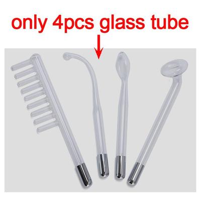 Высокочастотная насадка для электрода для лица, 4 шт., стеклянные трубки, красный свет, неоновый фиолетовый аргон, синий свет, смешивание, уход за кожей лица