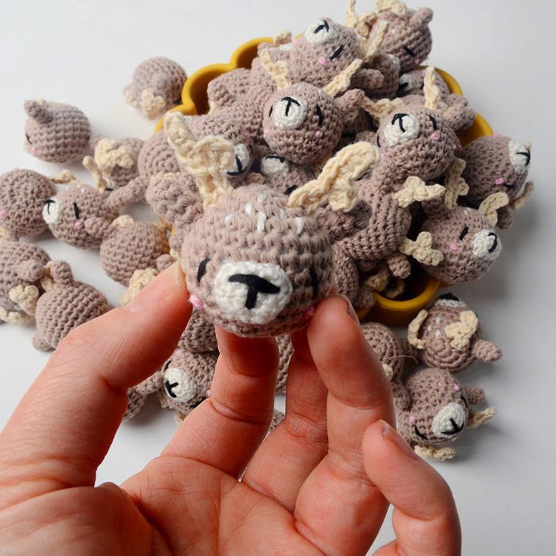 5 шт. Вязаные бусины Животное Кролик Жевательные бусины DIY Деревянные Бусины для прорезывания зубов Вязание Бусины Украшения Кроватка Сенсорная игрушка Грызунок для ребенка