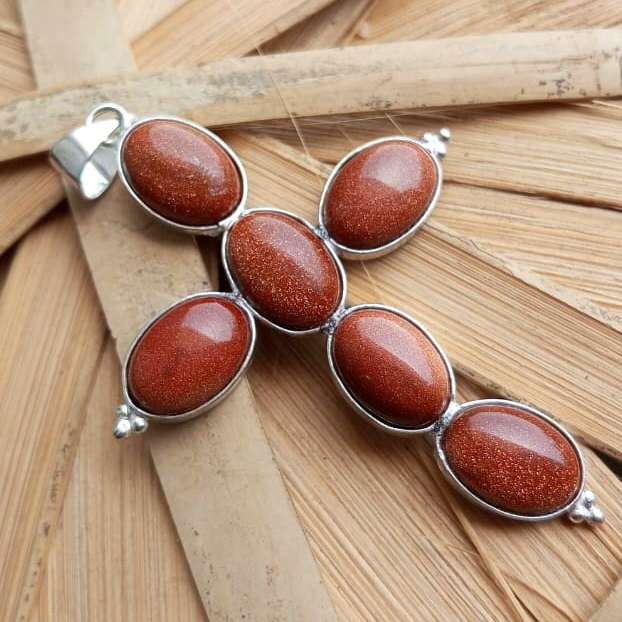 Драгоценный камень Sunstone, стерлинговое серебро 925 пробы, позолоченный, подарок, подвеска в форме креста, ювелирные изделия NST-J2H11925