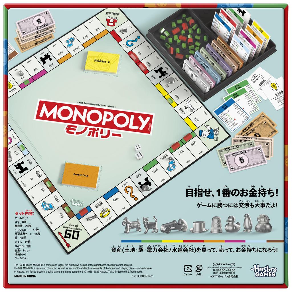 Настольная игра Hasbro Монополия Классическая с лотком для хранения, крупными фишками, для детей от 8 лет, 2-6 игроков G0009