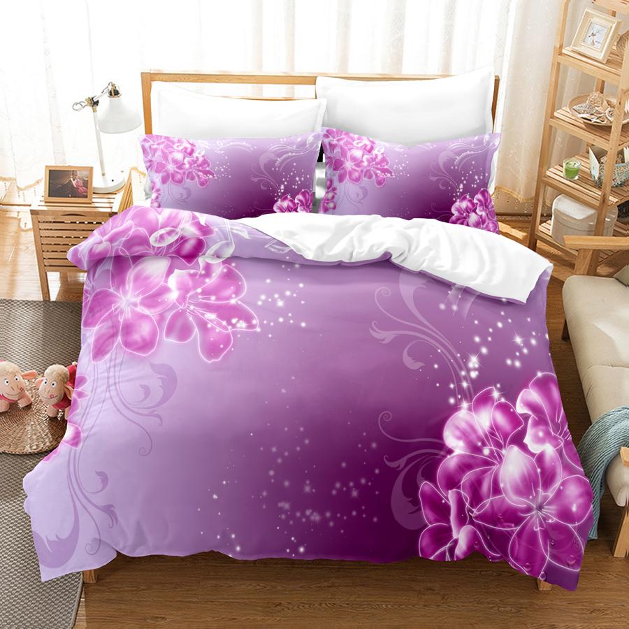 Пододеяльник с синим цветком размера Queen с наволочкой на молнии 3D комплект постельного белья с цветочным рисунком 3 шт. 2 шт. Полный комплект постельного белья King Twin Single Double Bed Thin