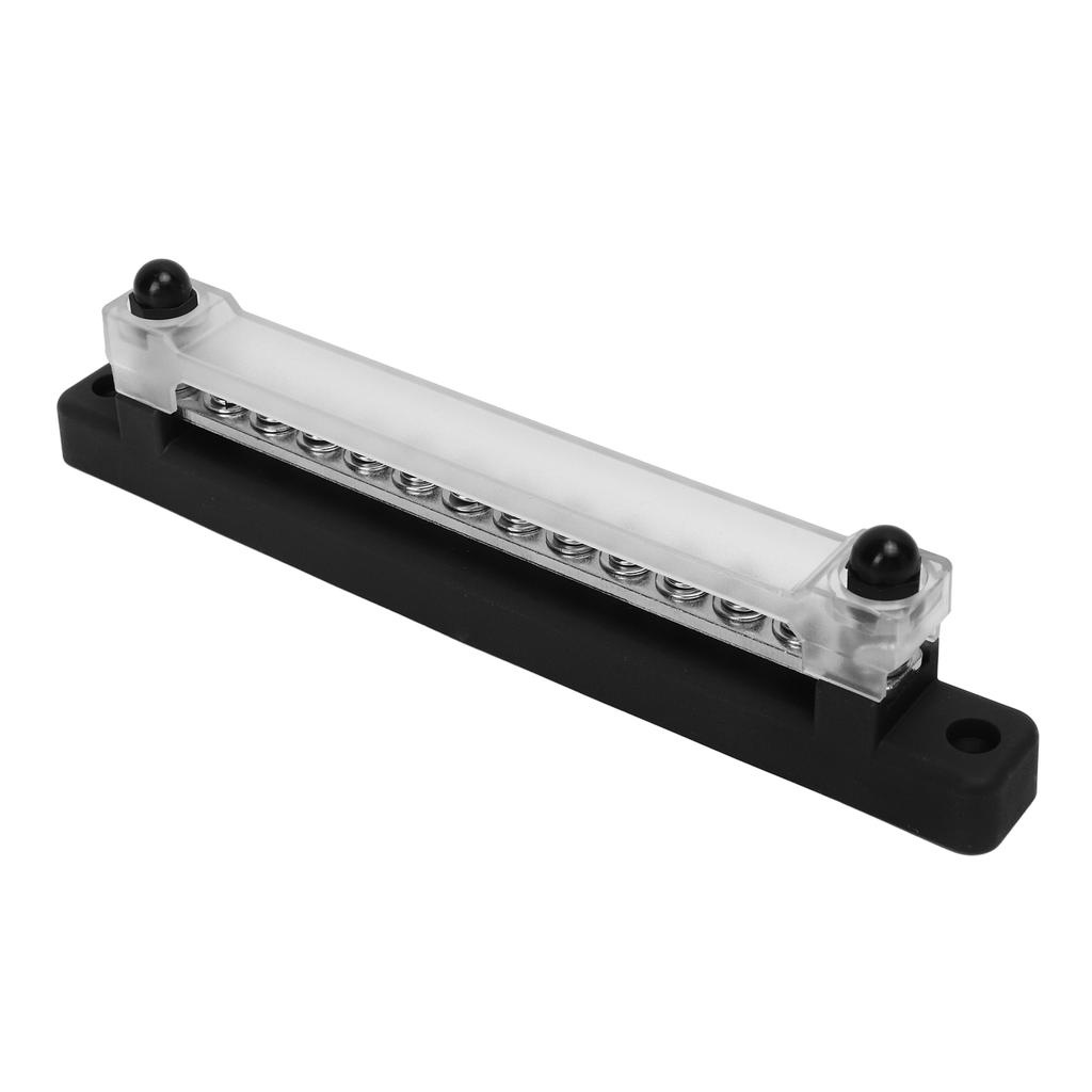 48V 150A 12 Terminal Bus Bar Power Distribution Block with Cover M6 Studs M4 Screws for Car RV Marine Boat Black