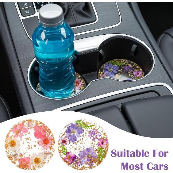 2pcs Floral Coasters Cute, 8.7cm/3.4Inch Non-Slip Resin Flower Coasters, Desk Coaster Set for Office Women, Cute Coaster for Drinks Coffee Table