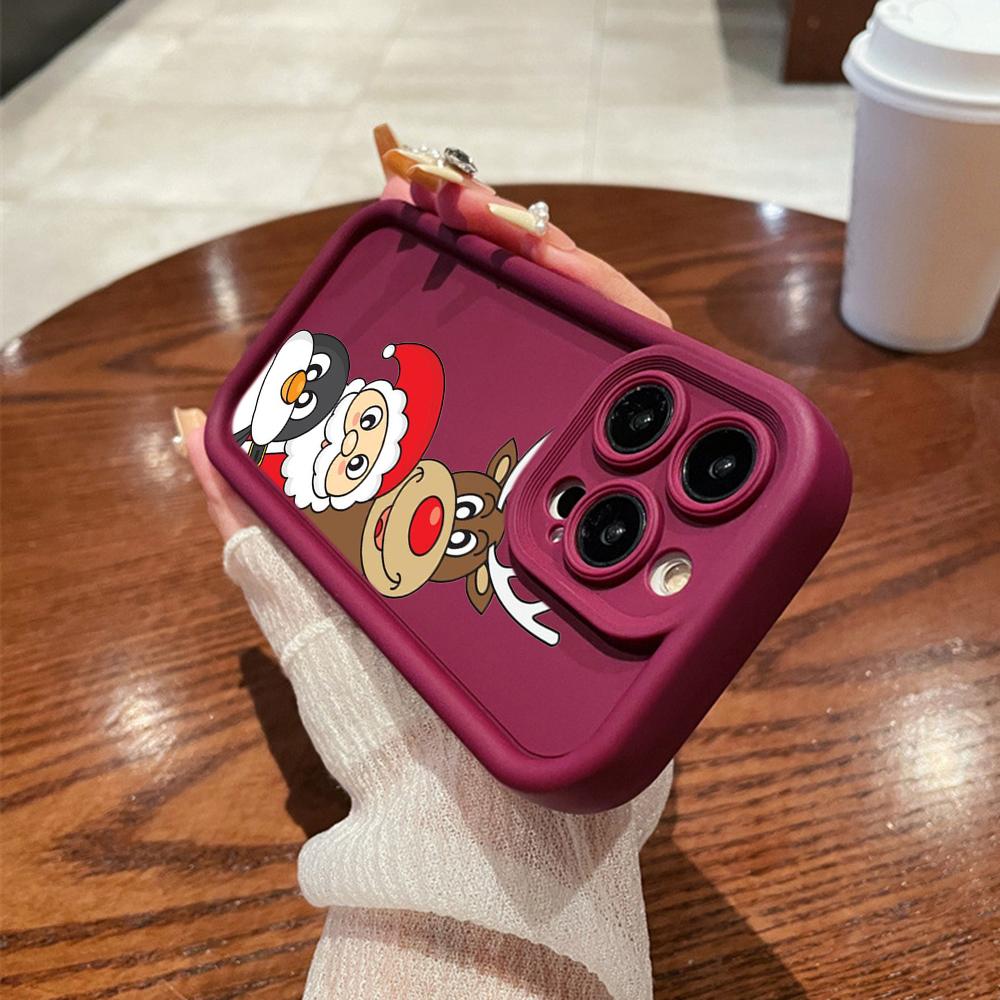 N102 Счастливого Рождества, Нового года, мягкие чехлы для телефонов с ангельскими глазками для iPhone 16, 15, 14, 13, 11, Pro Max, 8, 7, 6s Plus, 12 mini, XR, XS Max, SE, противоударный чехол