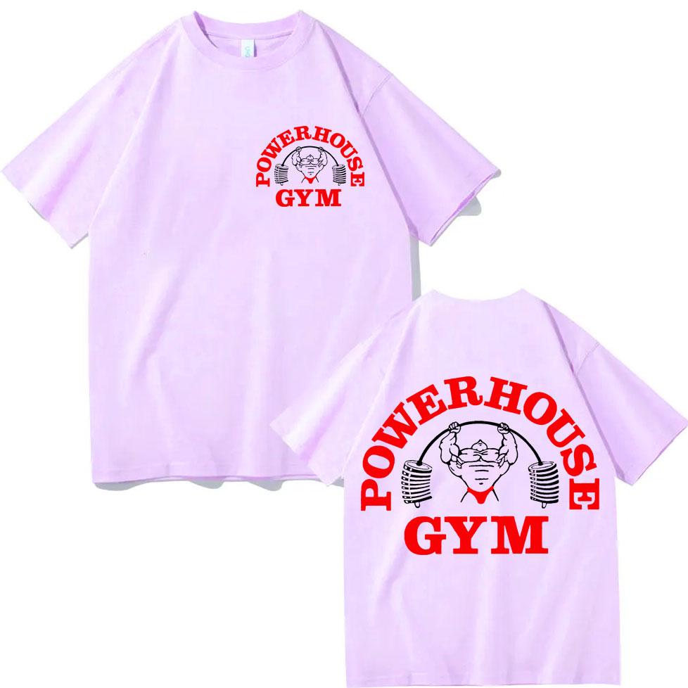 Футболка Powerhouse Gym с двусторонним принтом Модный тренд уличной моды Футболки с коротким рукавом Мужские Женские Повседневные Свободные Хлопковые Футболки