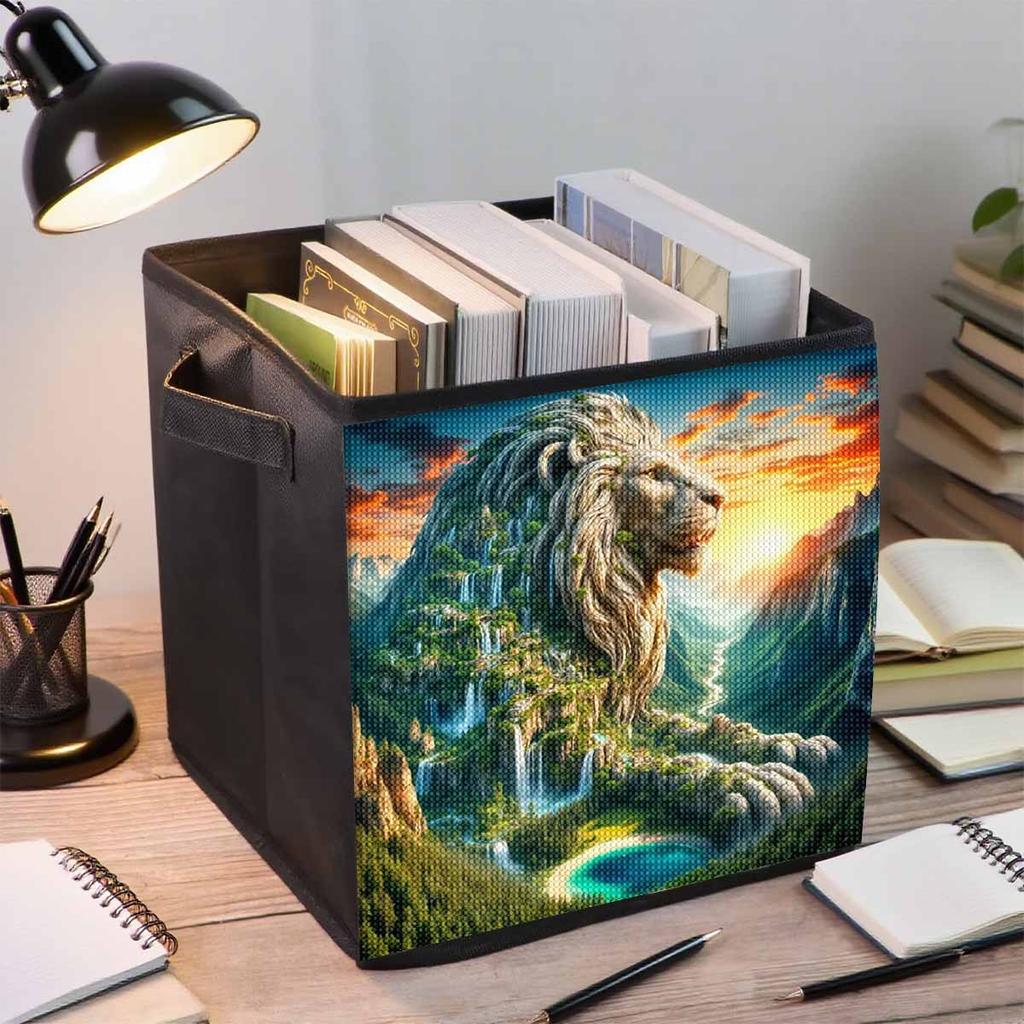 Гора Каменного Льва 5D Алмазная Живопись Корзина для Хранения Полная Круглая Выкладка Мозаика Алмазная Вышивка Наборы для Вышивания Крестом Домашний Декор Домашний Декор